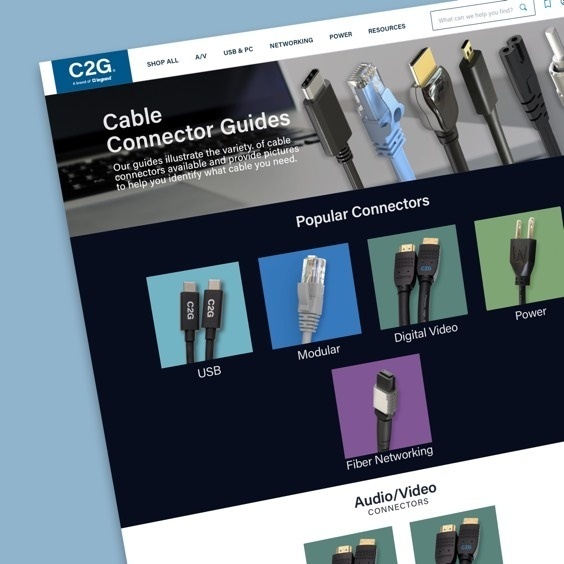 Front cover of the C2G cable connector guide